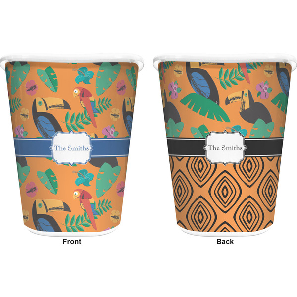 Toucans Trash Can White - Front and Back - Apvl