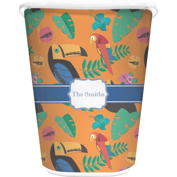 Custom Toucans Waste Basket - Double Sided (White) (Personalized)