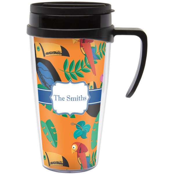 Custom Toucans Acrylic Travel Mug with Handle (Personalized)