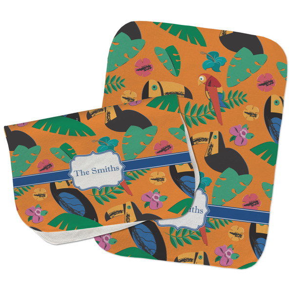 Custom Toucans Burp Cloths - Fleece - Set of 2 w/ Name or Text