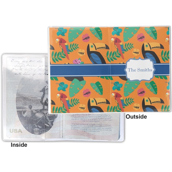 Toucans Vinyl Passport Holder - Flat Front and Back