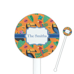 Toucans 5.5" Round Plastic Stir Sticks - White - Double Sided (Personalized)