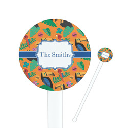 Toucans 7" Round Plastic Stir Sticks - White - Double Sided (Personalized)