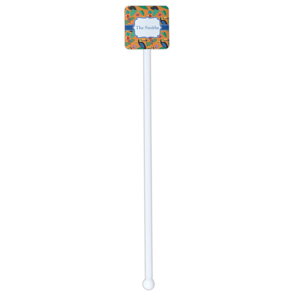 Toucans White Plastic Stir Stick - Single Sided - Square - Single Stick