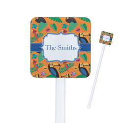 Toucans Square Plastic Stir Sticks - Single Sided (Personalized)