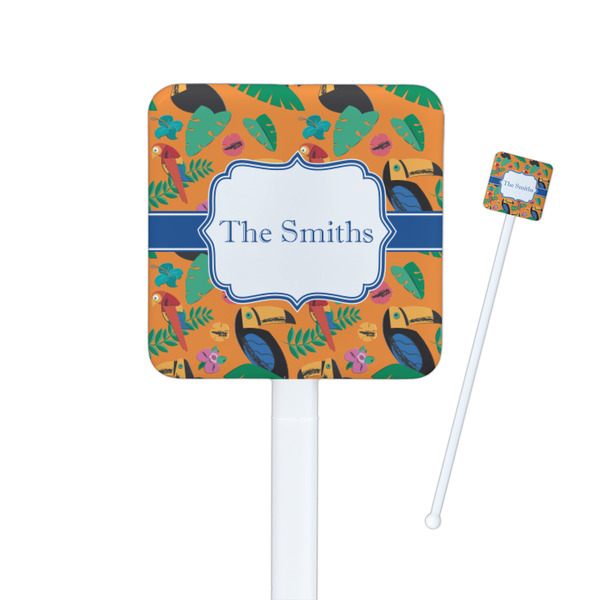 Custom Toucans Square Plastic Stir Sticks - Single Sided (Personalized)