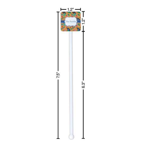 Toucans White Plastic Stir Stick - Square - Dimensions