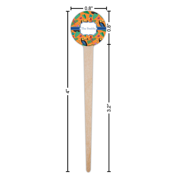 Toucans Wooden 4" Food Pick - Round - Dimensions