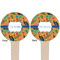 Toucans Wooden 4" Food Pick - Round - Double Sided - Front & Back