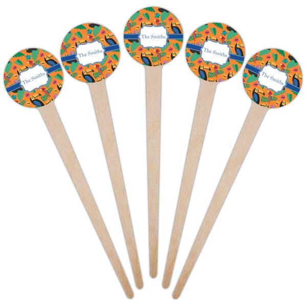 Toucans Wooden 4" Food Pick - Round - Fan View