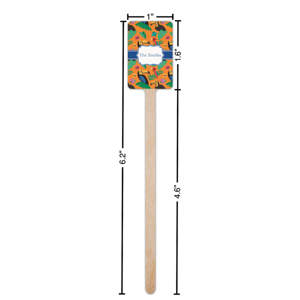 Toucans Wooden 6.25" Stir Stick - Rectangular - Dimensions