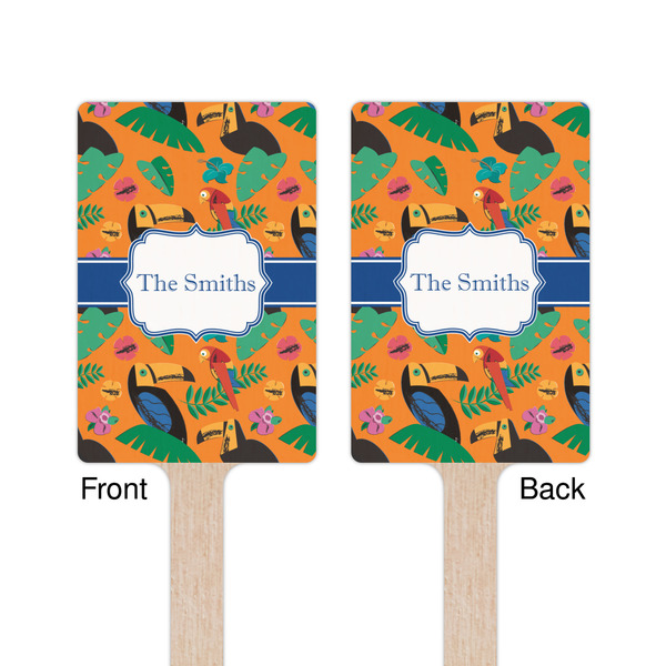 Toucans Wooden 6.25" Stir Stick - Rectangular - Double Sided - Front & Back