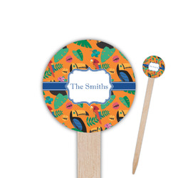 Toucans 6" Round Wooden Food Picks - Single Sided (Personalized)
