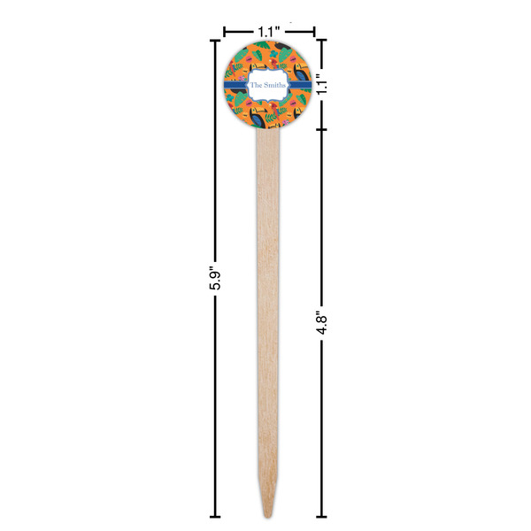 Toucans Wooden 6" Food Pick - Round - Dimensions