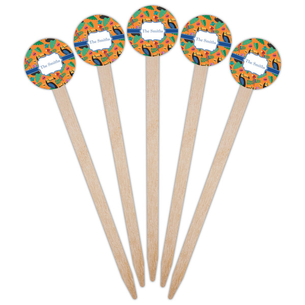 Toucans Wooden 6" Food Pick - Round - Fan View