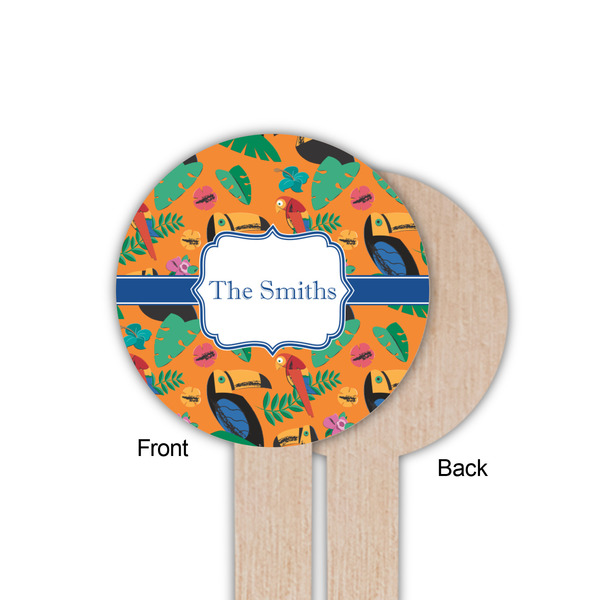 Toucans Wooden 6" Food Pick - Round - Single Sided - Front & Back
