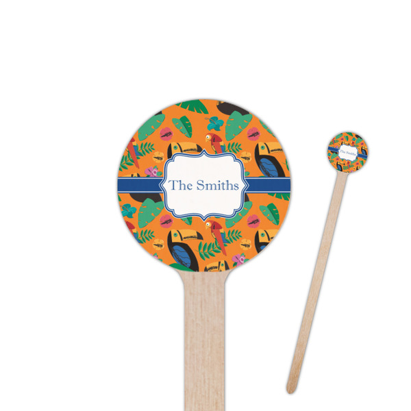 Custom Toucans 6" Round Wooden Stir Sticks - Single Sided (Personalized)