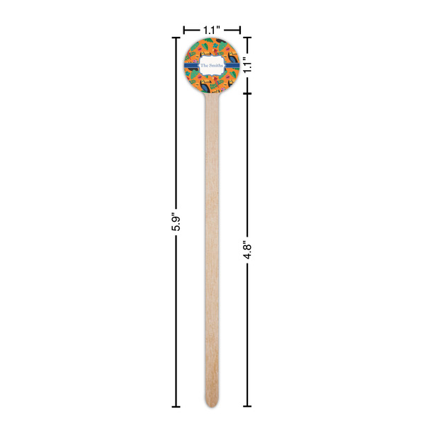 Toucans Wooden 6" Stir Stick - Round - Dimensions