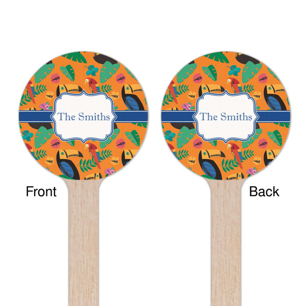 Toucans Wooden 6" Stir Stick - Round - Double Sided - Front & Back