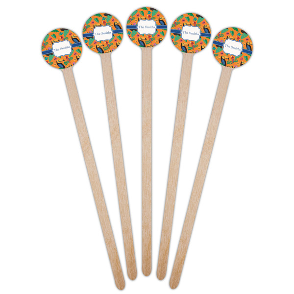Toucans Wooden 7.5" Stir Stick - Round - Fan View