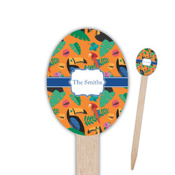 Toucans Oval Wooden Food Picks - Single Sided (Personalized)