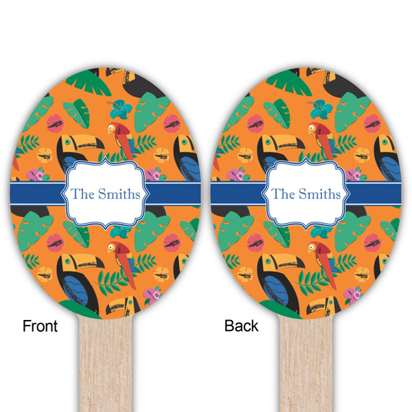 Toucans Wooden Food Pick - Oval - Double Sided - Front & Back