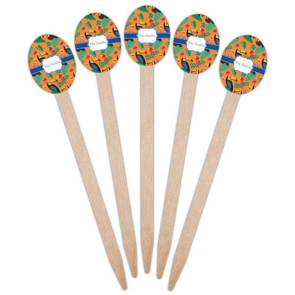 Toucans Wooden Food Pick - Oval - Fan View