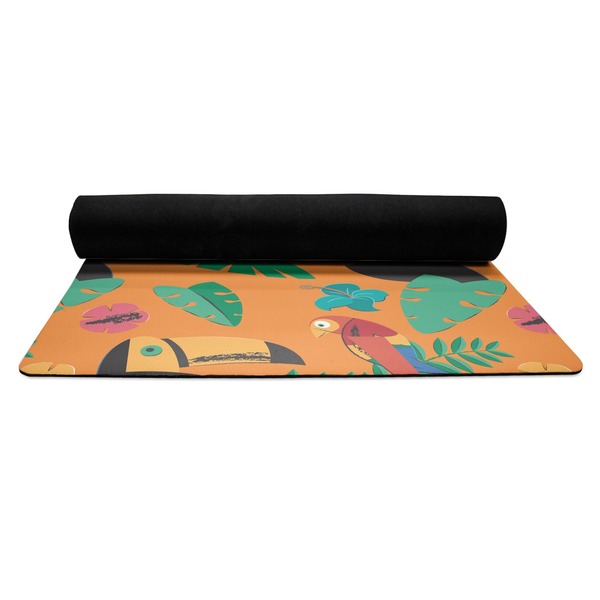 Toucans Yoga Mat Rolled up Black Rubber Backing
