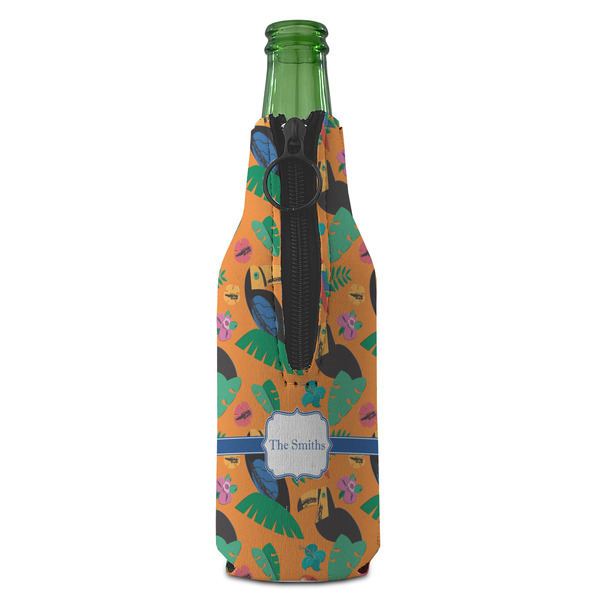 Toucans Zipper Bottle Cooler - BACK (bottle)