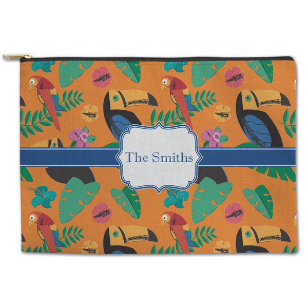 Custom Toucans Zipper Pouch - Large - 12.5"x8.5" (Personalized)