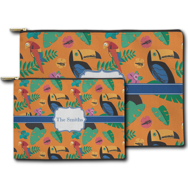 Toucans Zippered Pouches - Size Comparison
