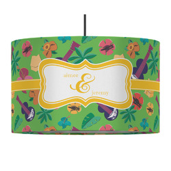 Luau Party 12" Drum Pendant Lamp - Fabric (Personalized)