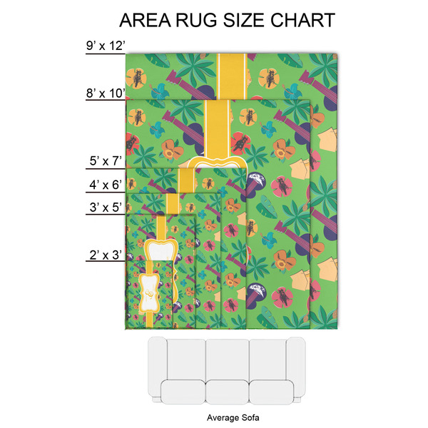 Luau Party 2'x3' Indoor Area Rugs - Size Chart