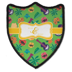 Luau Party Iron On Shield Patch B w/ Couple's Names