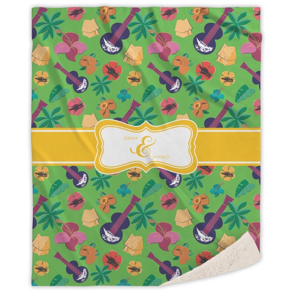 Custom Luau Party Sherpa Throw Blanket (Personalized)