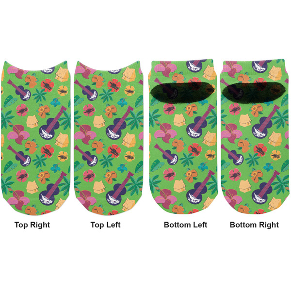 Luau Party Adult Ankle Socks - Double Pair - Front and Back - Apvl