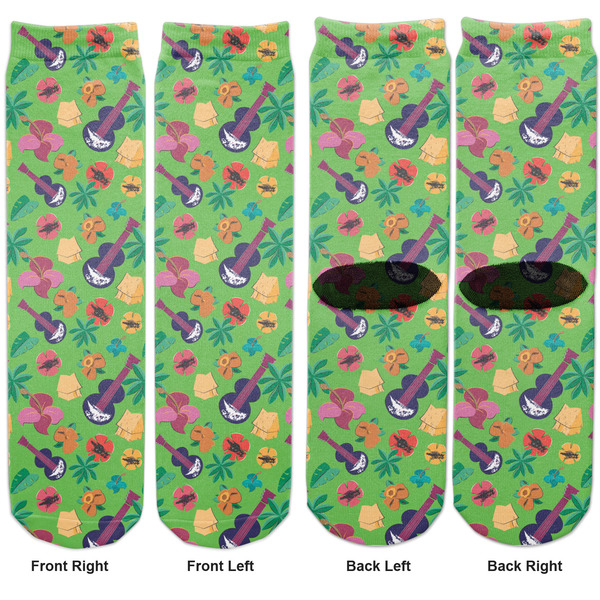Luau Party Adult Crew Socks - Double Pair - Front and Back - Apvl