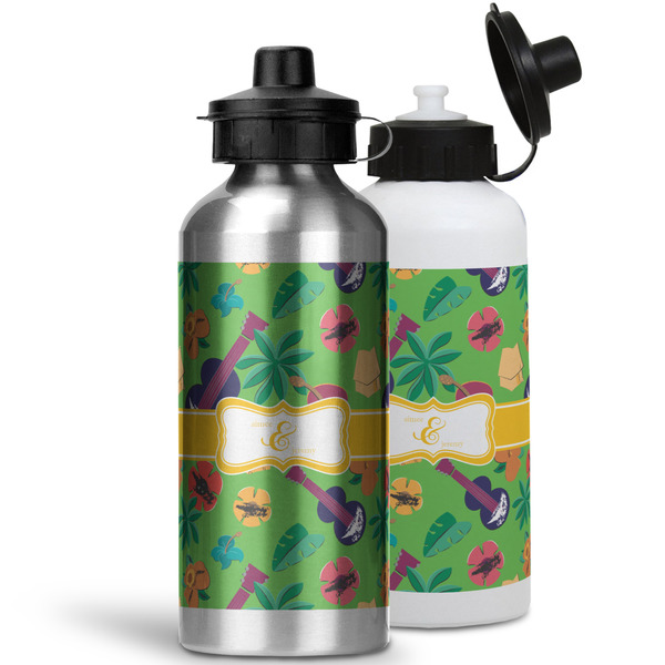 Luau Party Aluminum Water Bottles - MAIN (white &silver)