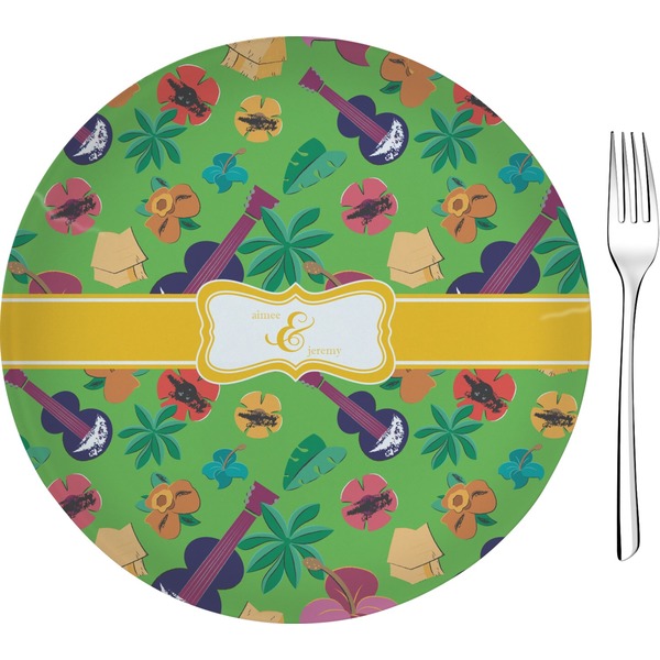 Custom Luau Party 8" Glass Appetizer / Dessert Plates - Single or Set (Personalized)