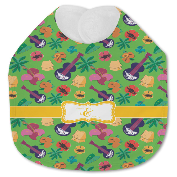 Custom Luau Party Jersey Knit Baby Bib w/ Couple's Names