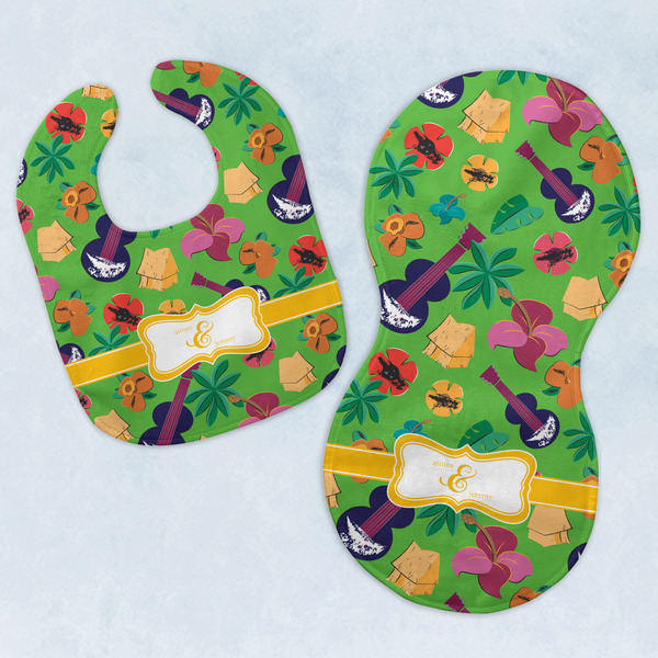 Custom Luau Party Baby Bib & Burp Set w/ Couple's Names