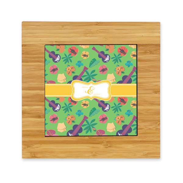 Custom Luau Party Bamboo Trivet with Ceramic Tile Insert (Personalized)