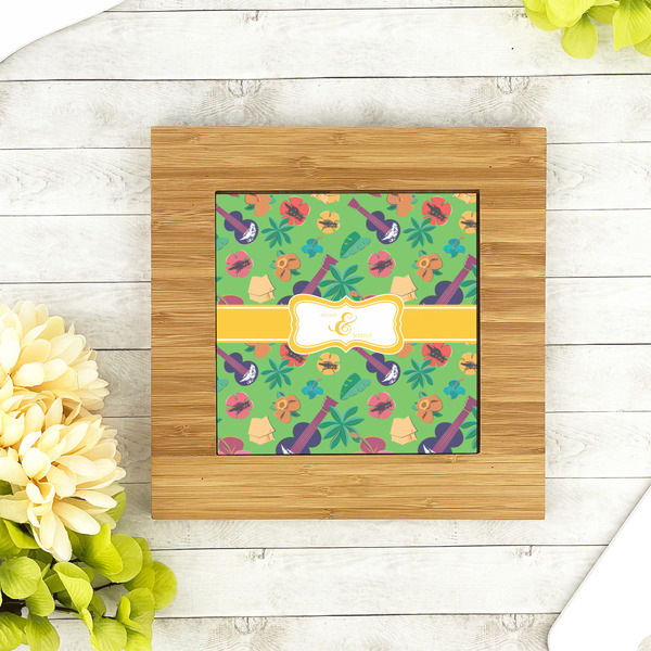 Luau Party Bamboo Trivet with 6" Tile - LIFESTYLE