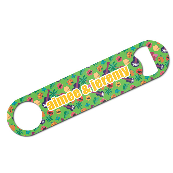 Custom Luau Party Bar Bottle Opener w/ Couple's Names