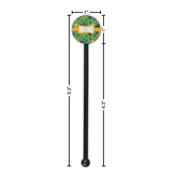 Luau Party Black Plastic 5.5" Stir Stick - Round - Dimensions