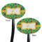 Luau Party Black Plastic 7" Stir Stick - Double Sided - Oval - Front & Back