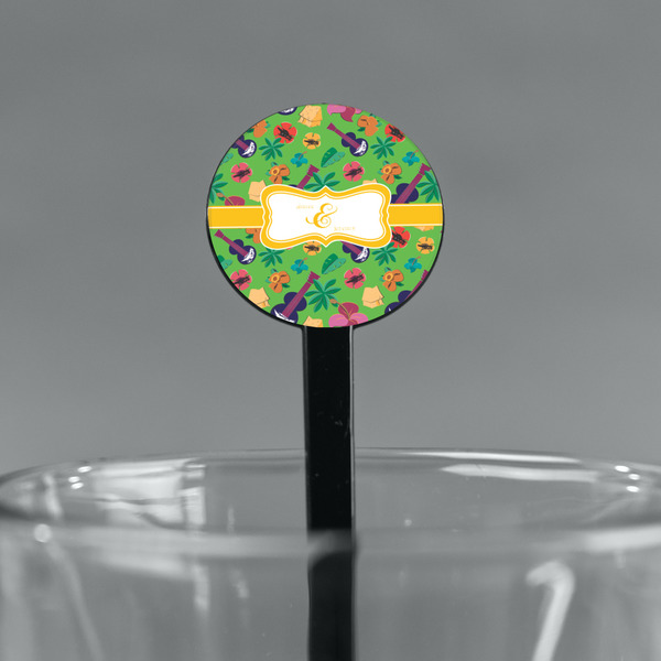 Luau Party Black Plastic 7" Stir Stick - Round - Main