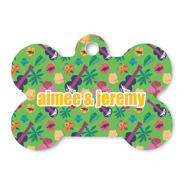 Custom Luau Party Bone Shaped Dog ID Tag (Personalized)