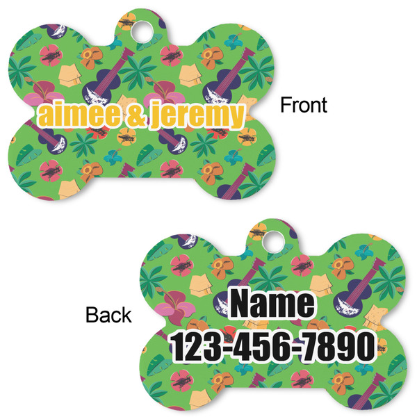 Luau Party Bone Shaped Dog Tag - Front & Back