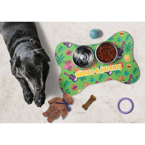 Luau Party Bone Shaped Mat w/ Food & Water